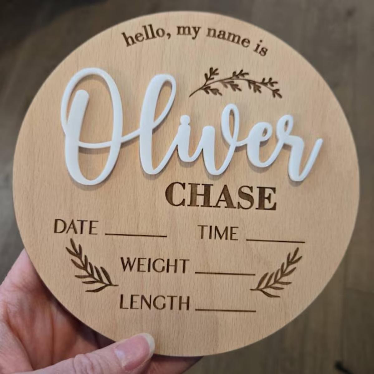 1Pc Custom Baby Announcement S - Woodworking Laser 评论和价格