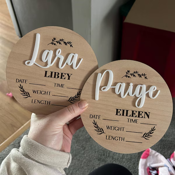 1Pc Custom Baby Announcement S - Woodworking Laser 评论和价格