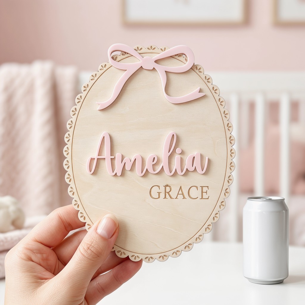1Pc Custom Bow Lace Edge Baby  - Woodworking Laser 评论和价格