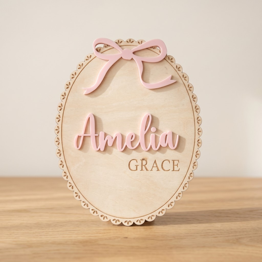 1Pc Custom Bow Lace Edge Baby  - Woodworking Laser 评论和价格