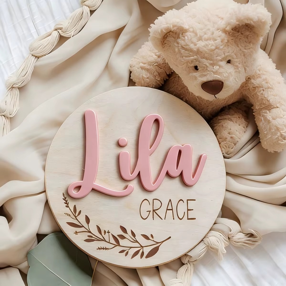 Custom Round Wooden Name Plaqu - Woodworking Laser 评论和价格